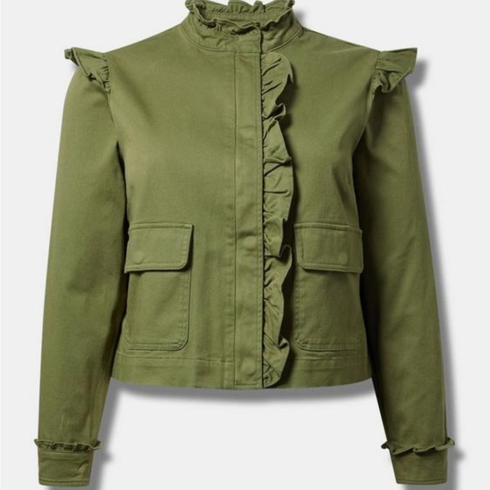Torrid Twill Ruffle Utility Jacket